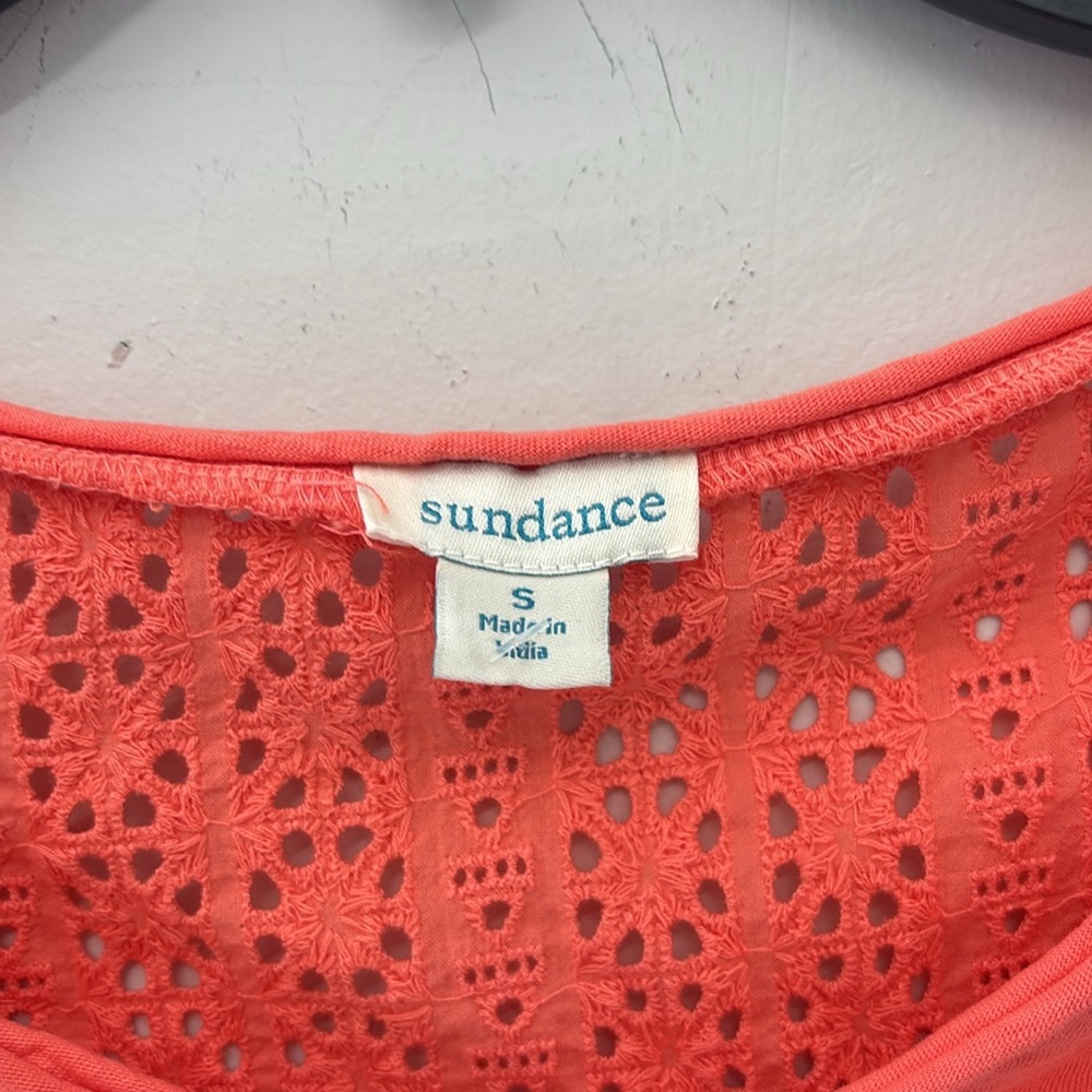 Sundance Coral Crochet Cotton Accent Blouse Size Small - Picture 3 of 5